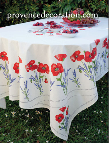 Tablecloth coated or cotton (Coquelicots Lavandes 3 colors)